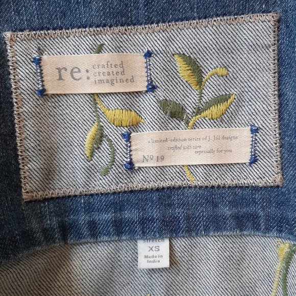 J. Jill Recrafted Floral Embroidered Medium Blue Denim Jacket XS - Picture 6 of 11
